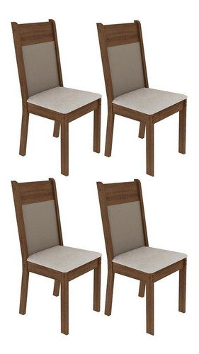 Kit 4 Cadeiras 4280 Madesa - Rustic/crema/pérola