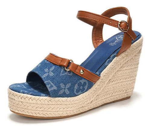 Sandalias De Cuña Para Mujer, Con Suela De Cuerda De Cáñamo