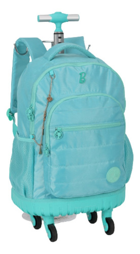 Mochila C/ 4 Rodinhas Giros 360° Barbie Porta Notebook Cor Verde