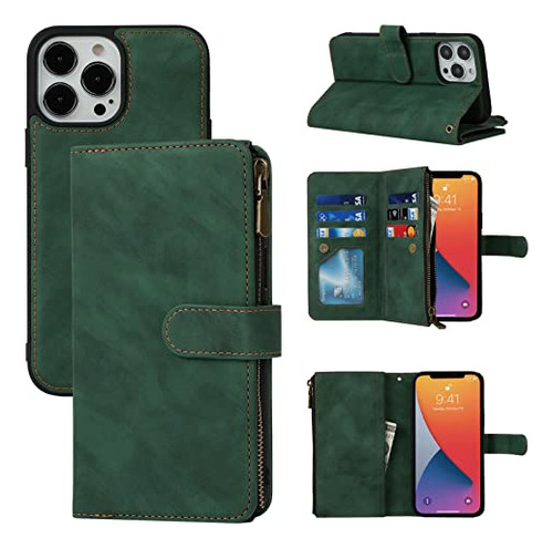 Frolan iPhone 13 Pro Max Zipper Wallet Cas B09h4rynsy_010424