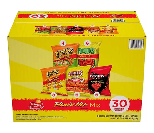 Flamin Hot Mix 30 Bolsas Cheetos Flamin Doritos Funyons