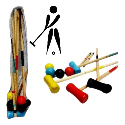 Juego De Croquet Chico Con Palos De 57 Cm 