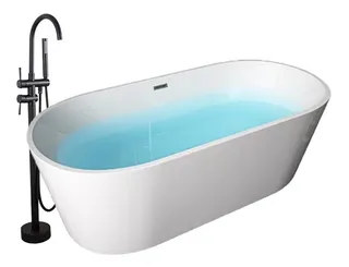 Tina Baño Minimalista Dubai Sin Hidromasaje Bañera Con Monomando Salida De Tina Y Regadera Cromo Y Negro Mate