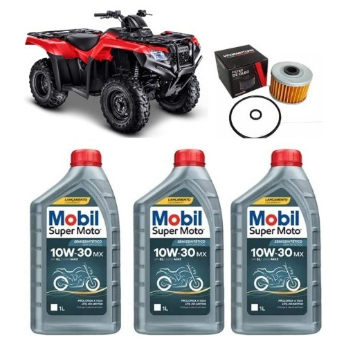 Kit Revisão Quadri Trx 420 Óleo Mobil 10w30 +filtro De Óleo 