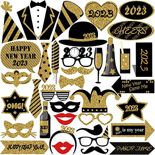New Years Photo Booth Props 2023  Pack Of 36, New Ye...