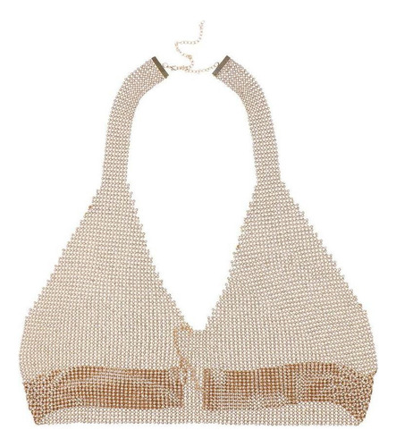 Bikini Arnés Con Strass Para Cuerpo Y Pecho, Cuello Con Cade