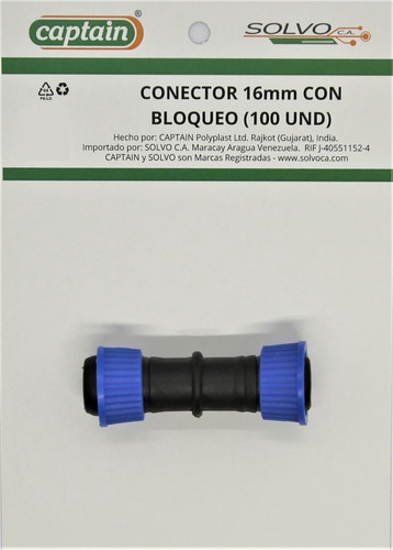 Conector De 16 Mm Con Bloqueo De Anillo