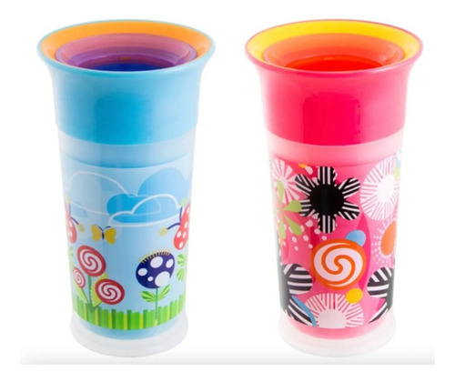 Sassy Vaso Antiderrame 360° Pack 2 Unidades  Diseño Flores