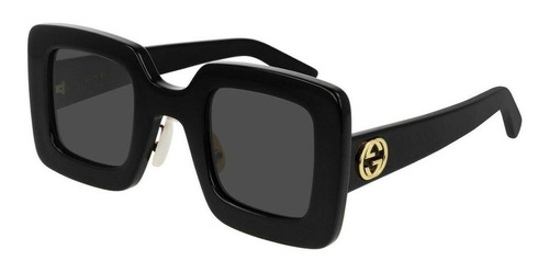 Anteojos de sol Gucci GG0780S con marco de acetato color negro, lente gris de nailon clásica, varilla negra de acetato