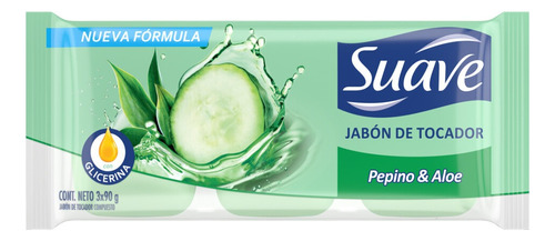 Jabón en barra Suave Pepino y Aloe 90 g pack x 3