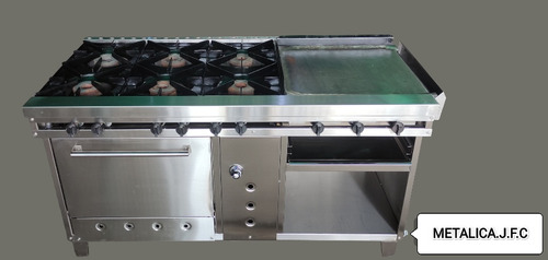 Cocina Industrial 6 Hornillas Plancha Horno Y Gratinador