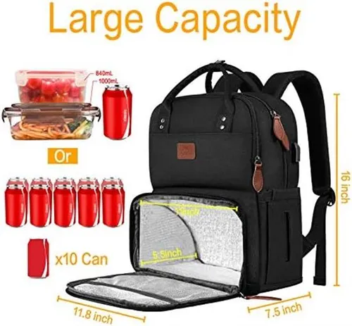 Mochila Con Compartimiento Termico Para Almuerzo-negro
