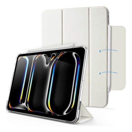 Funda Para Ipad Pro 11 Pulgadas M4 2024 Modelo A2837 A3006 Blanco Cremoso