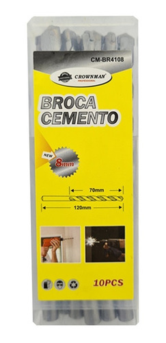 Kit Set Juego Brocas Para Concreto 8mm 10 Piezas Crownman