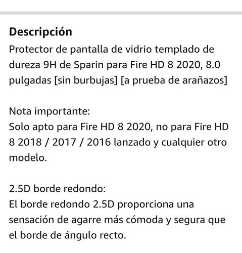 Protector De Pantalla Vidrio Templado Amazon Fire Hd 8 Plus