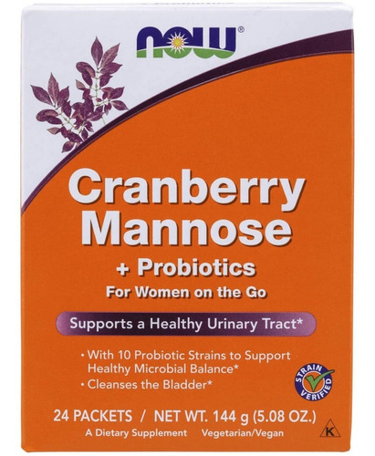 Suplemento Cranberry Manosa + Probioticos Now 144 G