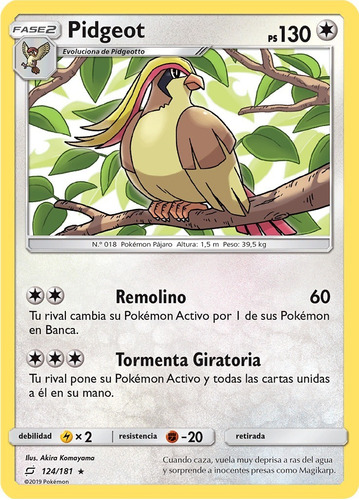 Cartas Pokemon Pidgeot 124/181 Español Team Up Teu