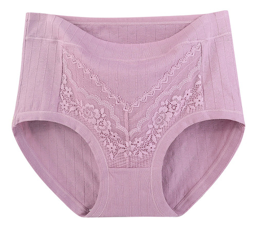 Bragas E Para Mujer De Encaje Liso, Talla Grande, Cintura Al
