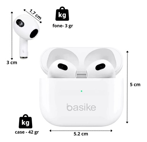 Fone De Ouvido Sem Fio Basike Bluetooth Premium Fon-9856 Branco
