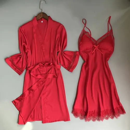 Nuevo Pijama De Seda Satinada Para Mujer, Bata, Ropa Interio