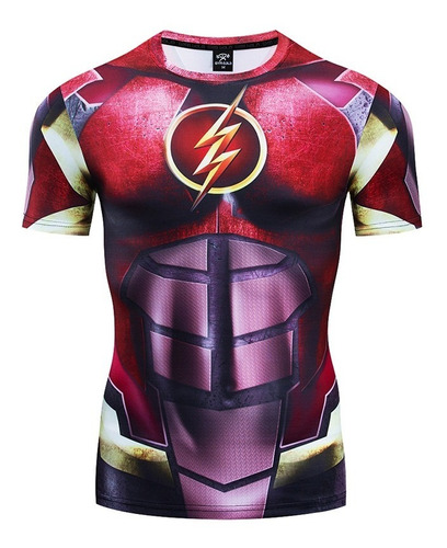 Camisa De Compresión Masculina De Entrenamiento The Flash 3d