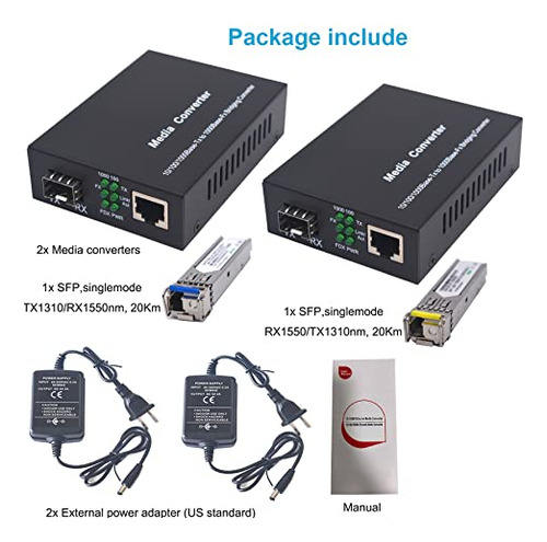 Convertidores De Medios De Fibra Lc De Modo Único Gigabit -