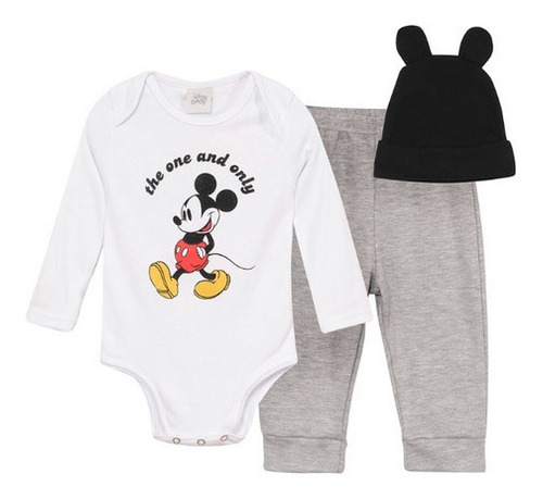 Imagen 2 de 4 de Conjunto Para Bebé (body Pantalón Gorrito) Mickey - Disney