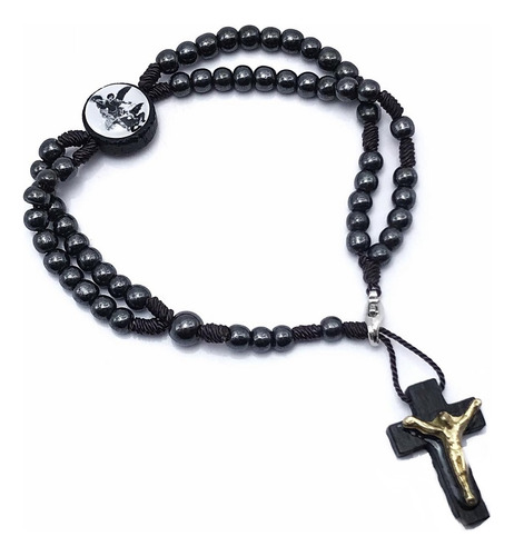 Pulseira Terço De Pulso Hematita São Miguel Arcanjo