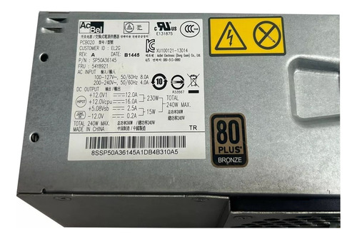 2 Fuentes Poder Lenovo M92p M93 E73 M78 M82 240w 14+4 Pines Plateado (Usado)