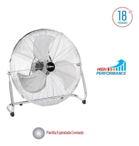 Imagen 3 de 3 de Ventilador de piso Liliana VTFM18 turbo cromo con 3 palas color plateado de metal, 18" de diámetro 220 V