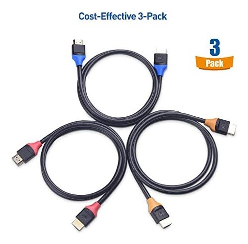 Cable Matters Paquete De 3 Cables Hdmi De Velocidad De 3 Con