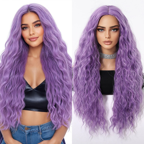 Peluca Larga De Cosplay Morada For Mujer