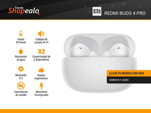 Imagen 2 de 10 de Auriculares Bluetooth Xiaomi Redmi Buds 4 Pro Blanco + Cuota