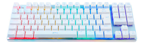 Teclado Gamer Mecânico Aplus Tech Branco Rainbow Switch Blue Idioma Português Brasil