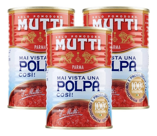 Lata De Tomate Italiano Mutti Polpa Finissima 400g Pack X3