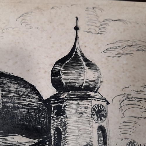 Imagem 5 de 6 de Pintura Desenho Bico De Pena Nanquim Antigo Sem Moldura