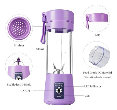 Mini Vaso Licuadora Procesadora Portatil Usb Recargable