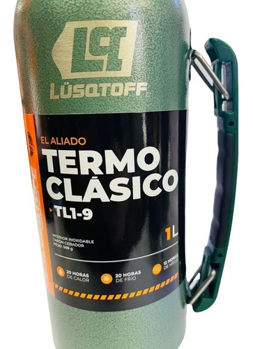 Imagen 4 de 10 de Termo Lusqstoff 1 Litro Acero Tapón Cebador 20 Hs Frio Calor