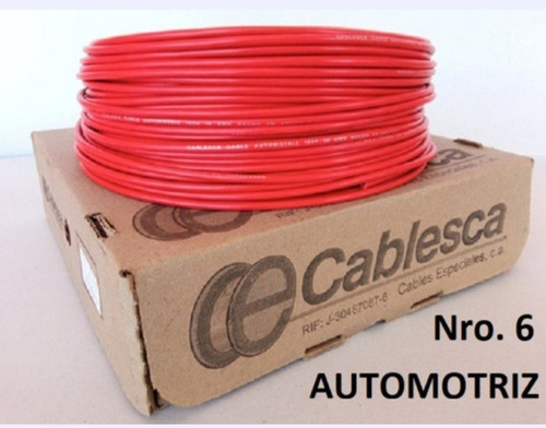 Cable Batería Automotriz #6 Rojo 100% Cobre Por Metro