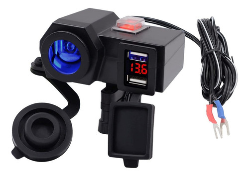 Cargador Energía Motocicleta Con Enchufe Cargador Usb Dual