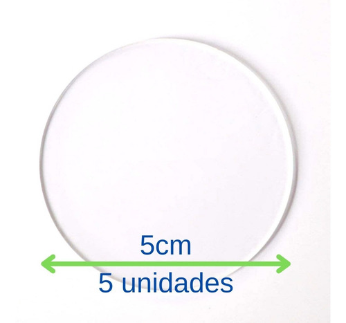 Imagem 1 de 1 de Base Redonda Acrílica 5cm 5 Unidades Cristal Transparente