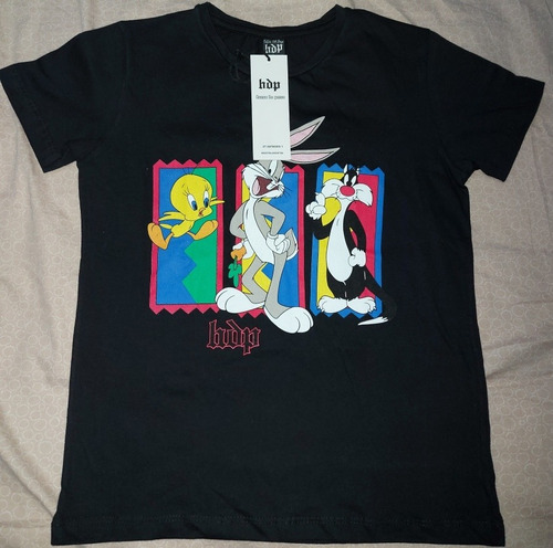 Remera Negra Tiny Toon Talle 7 A 8 Años