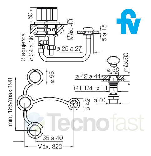 Grifería Fv California Bidet Con Transferencia Cromada Baño