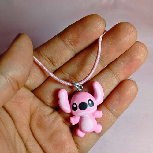 Colar Infantil Lilo Stitch Cor De Rosa Disney Desenho