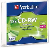 Comprar Disco Cdr Verbatim Cdrw 700 Mb 12x Slim Case Individual \u002Fvc