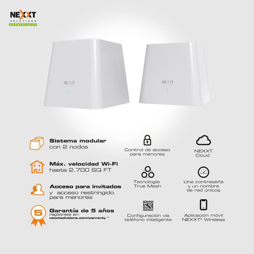 Imagen 4 de 6 de Vektor 2400-ac Mesh Chile 1200mbps 2 Nodos Nexxt Ncm-2400-c