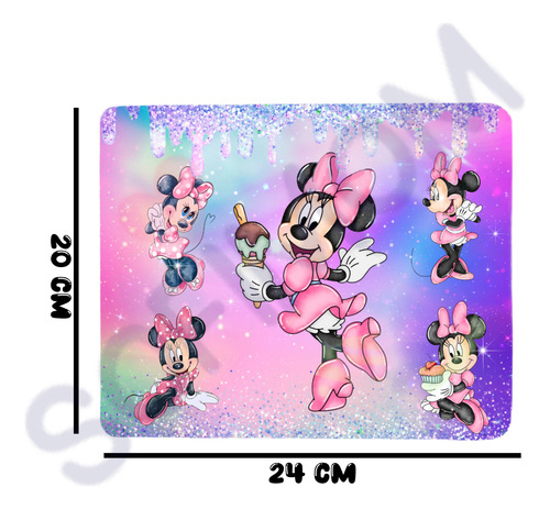 Un Termo 600 Ml Mouse Pad Incluye Cepillo Popote Minnie Mouse