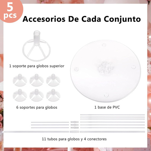 Soporte De Globos Para Mesas,5pcs Kit De Soporte De Globo Tr