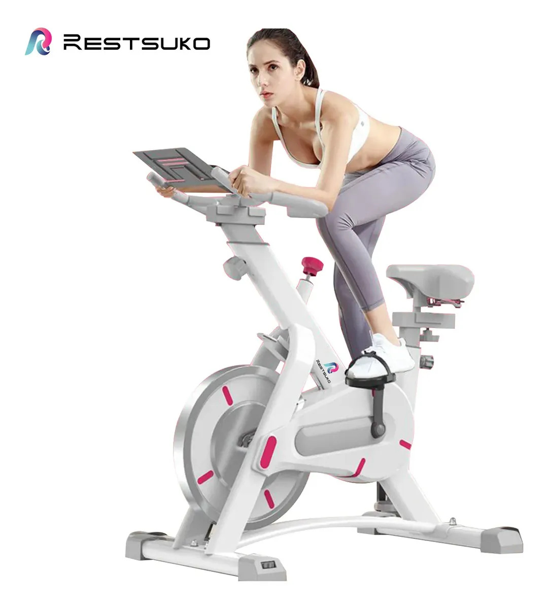 Bicicleta Ejercicio Grande Fija Deportiva Spinning Blanco Magnetica Resistente Silenciosa Cuenta con Equilibrio Asiento Suave