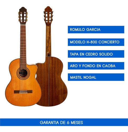 Guitarra Electrocriolla Rómulo García H-800 Ceq Tapa Solida